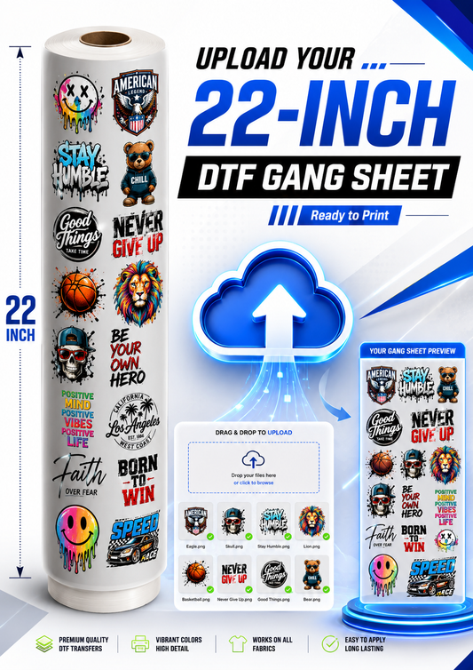 22 Inch Upload DTF Gang Sheets