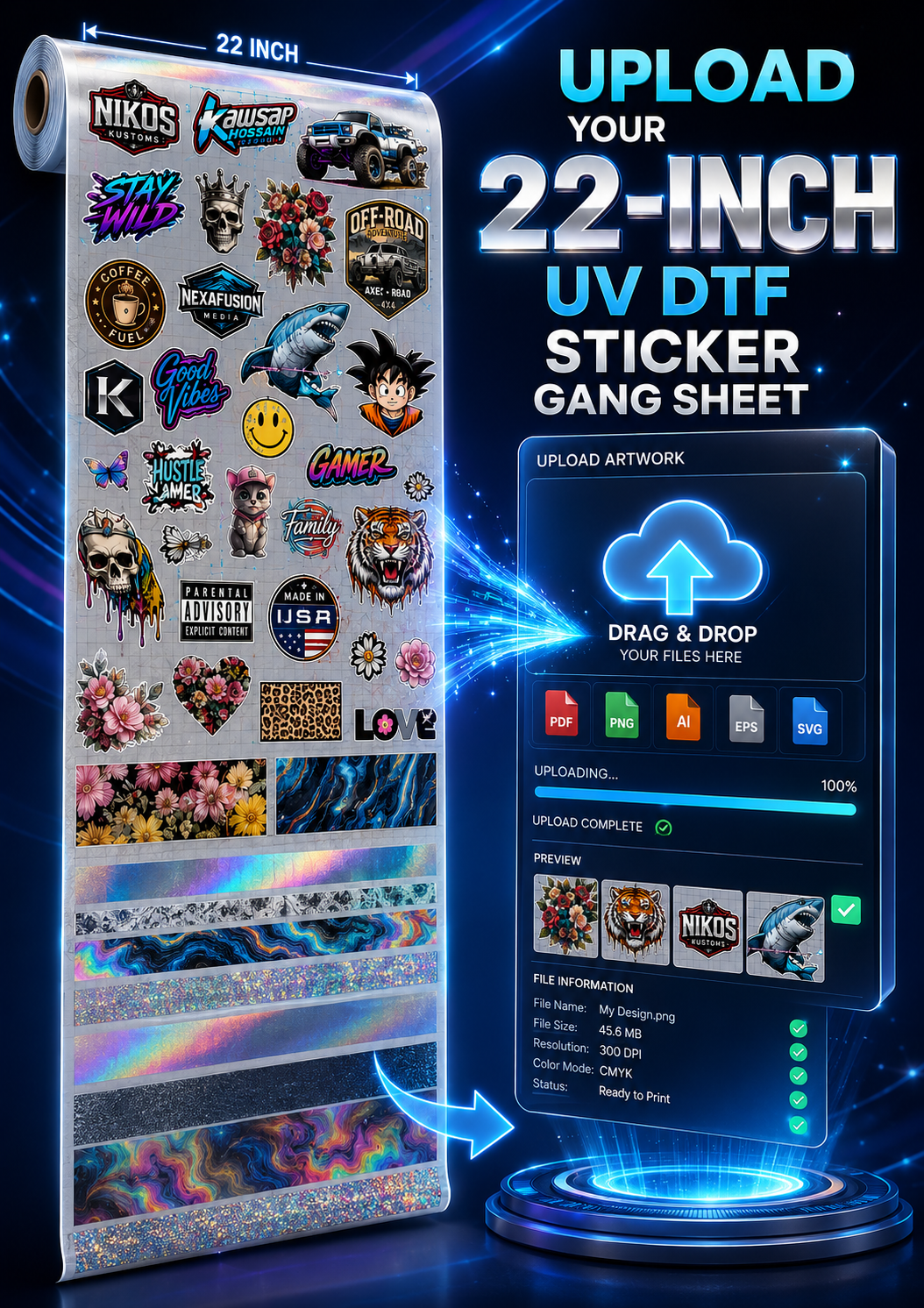 Upload Your UV DTF Sticker Gang Sheet