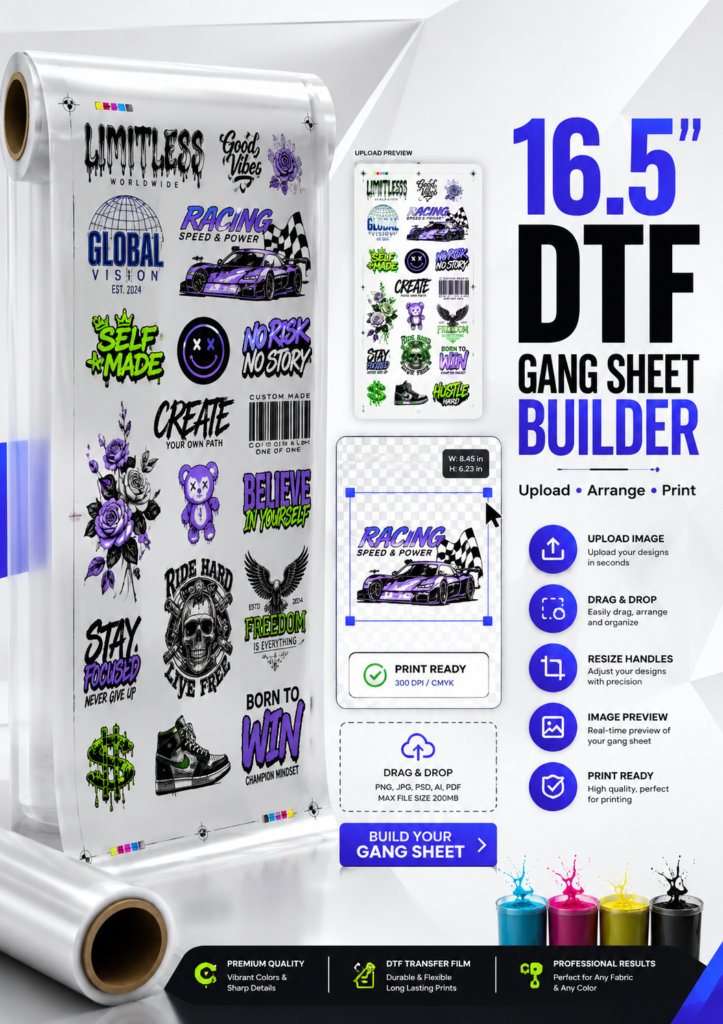 16.5 Inch  DTF Gang Sheet Builder